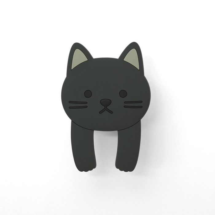 日本 TOYO CASE 無痕壁貼折手手掛勾附口袋/ 10 Black Cat