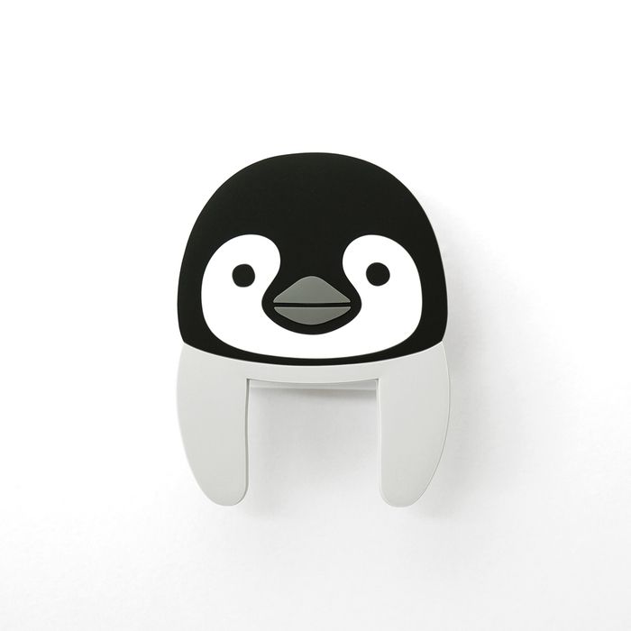 日本 TOYO CASE 無痕壁貼折手手掛勾附口袋/ 15 Penguin