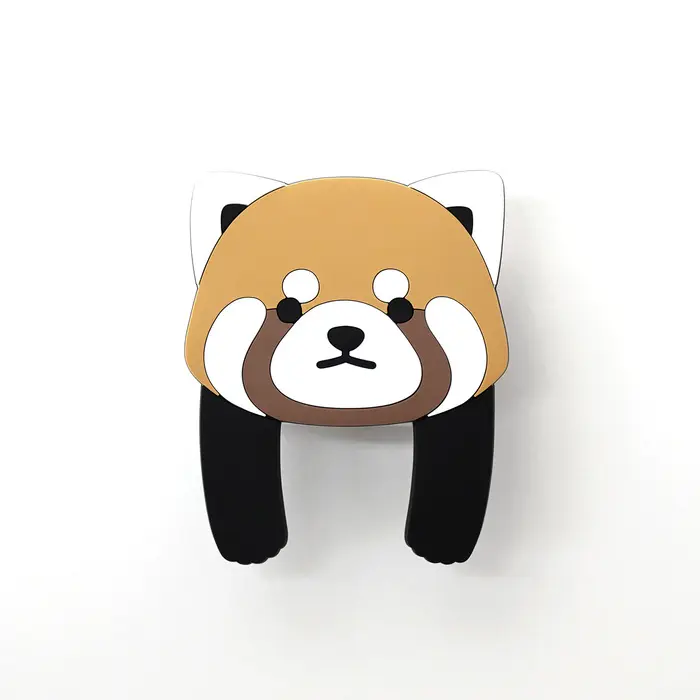 日本 TOYO CASE 無痕壁貼折手手掛勾附口袋/ 16 Red Panda