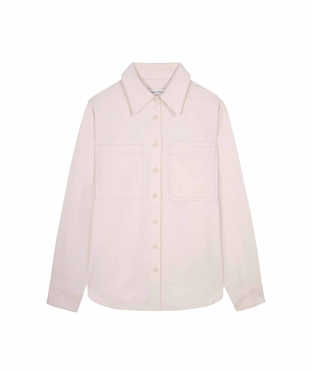 MAISON KITSUNÉ 象牙白丹寧工裝襯衫式外套/女裝/ XL