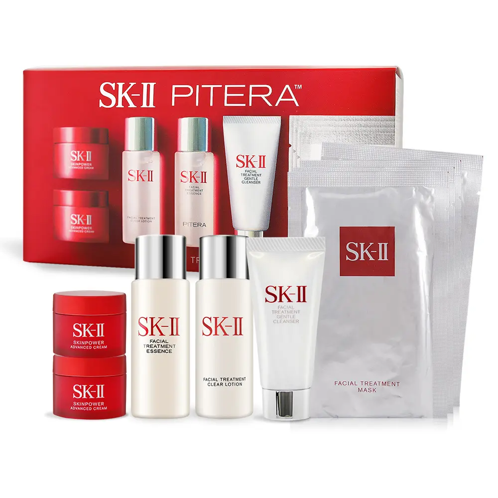 超值組合▼SK-II 9件體驗組(洗面乳20g+青春露30ml+亮采水30ml+致臻活膚霜15gX2+面膜X4)-平行輸入