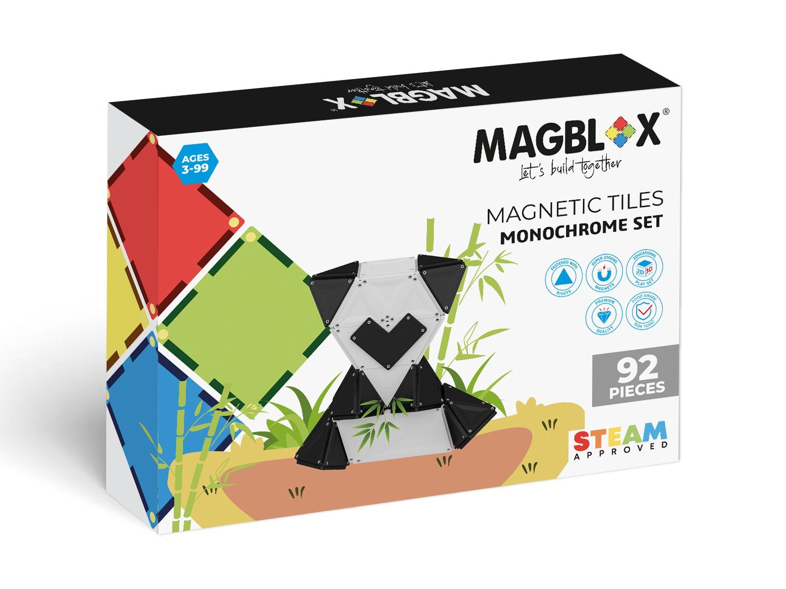 澳洲 Magblox® 美學磁力片/ 92pcs set/ 純粹黑白組