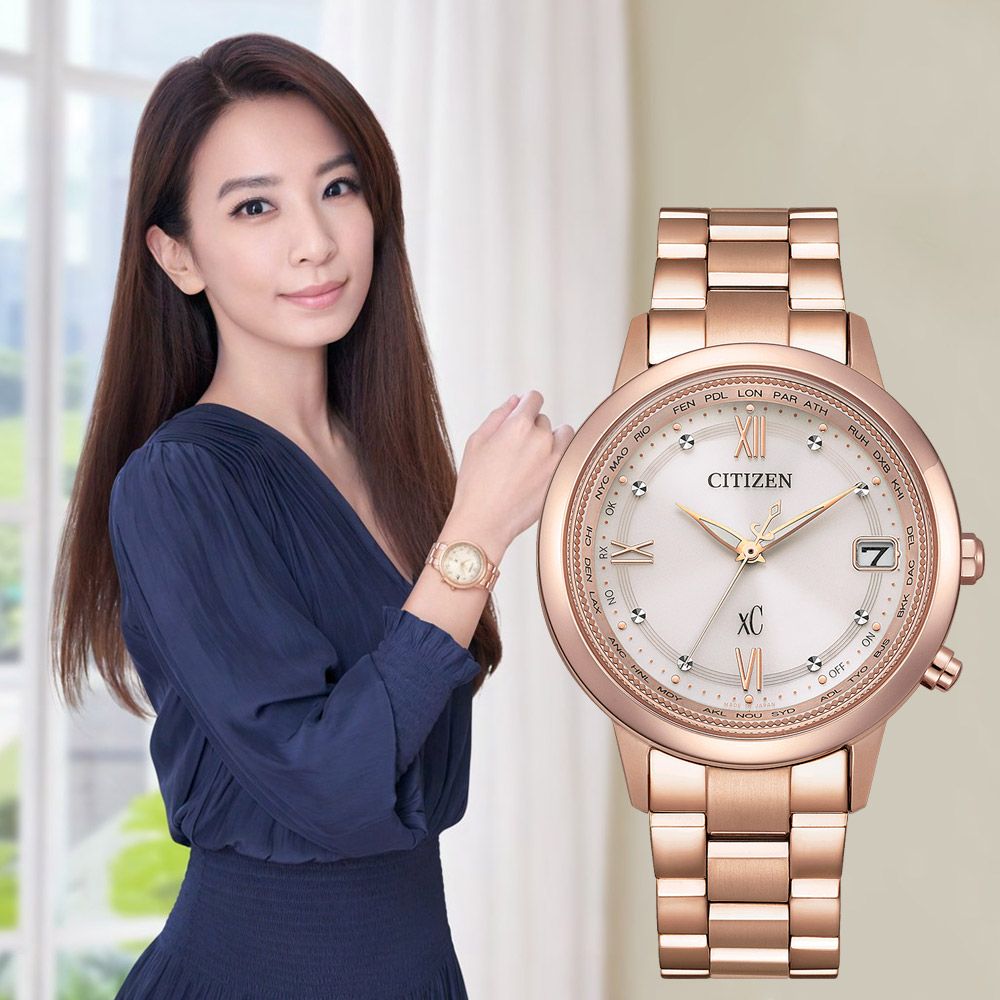 CITIZEN 星辰 XC Hebe廣告款 光動能 鈦 電波錶女錶 CB1132-51W