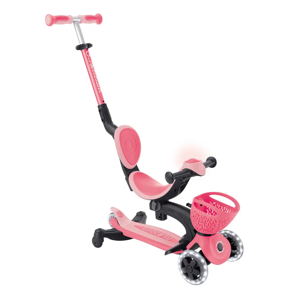 GLOBBER GO．UP 360度多功能滑板車(白光發光前輪)/ 乾燥玫瑰粉
