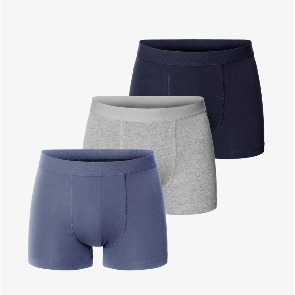 Bread & Boxers 三件組 有機棉男用四角內褲 - 季節限定款 灰/丹寧藍/深藍/ S