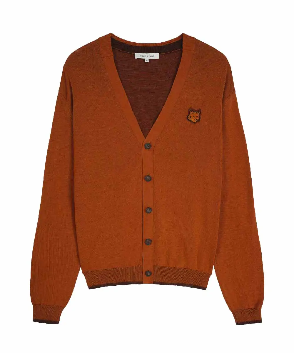 MAISON KITSUNÉ 果醬棕變化狐狸頭LOGO經典開襟針織衫/中性/ L