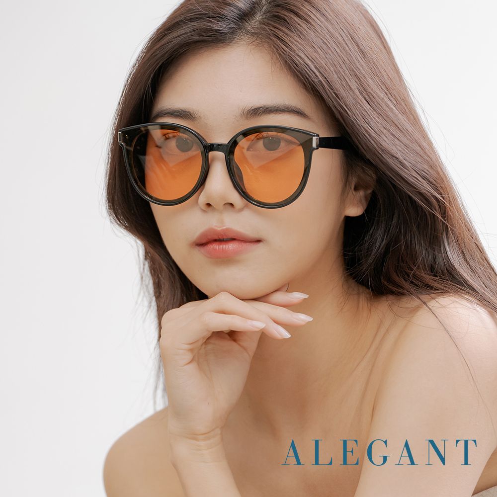 ALEGANT個性時尚TR90寶麗來偏光墨鏡/UV400圓框太陽眼鏡/ 林道橙