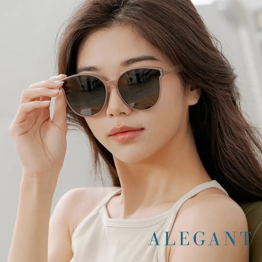 ALEGANT個性時尚TR90寶麗來偏光墨鏡/UV400圓框太陽眼鏡/ 煙嵐棕