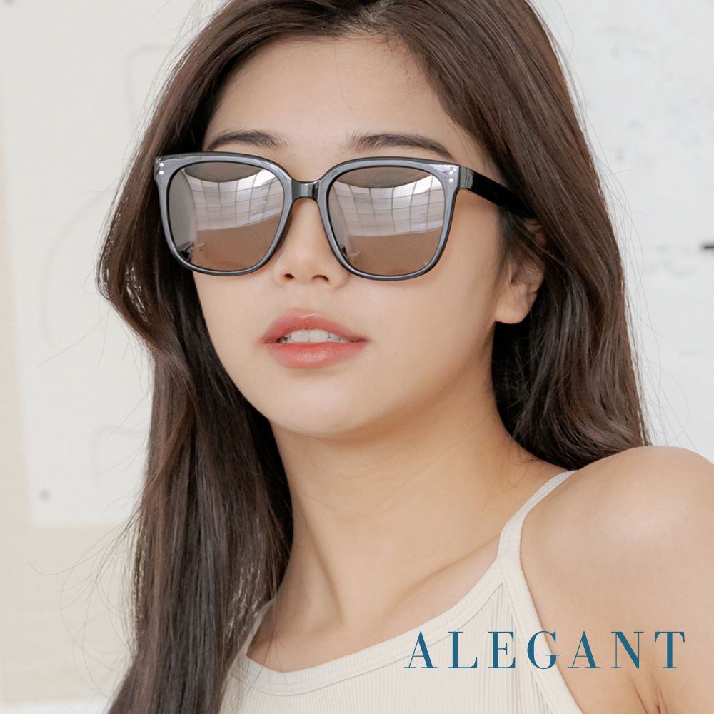 ALEGANT中性時尚TR90寶麗來貓眼微方偏光墨鏡/UV400太陽眼鏡/ 茶韻綠
