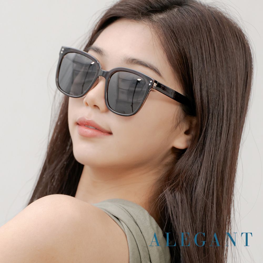 ALEGANT中性時尚TR90寶麗來貓眼微方偏光墨鏡/UV400太陽眼鏡/ 鶯茶棕