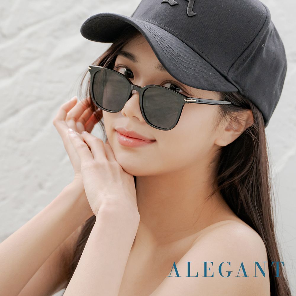 ALEGANT獨特時尚月泉黑TR90寶麗來偏光墨鏡/UV400太陽眼鏡/時光的月下印跡