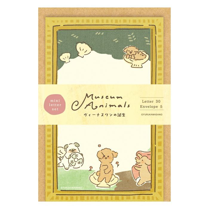 日本 Wa-Life Museum Animals 迷你信封信紙組/ 維納斯汪的誕生