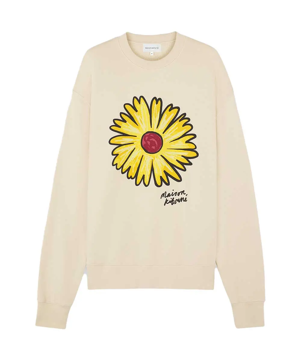 MAISON KITSUNÉ 米白色手繪小雛菊印花舒適衛衣/中性/ S