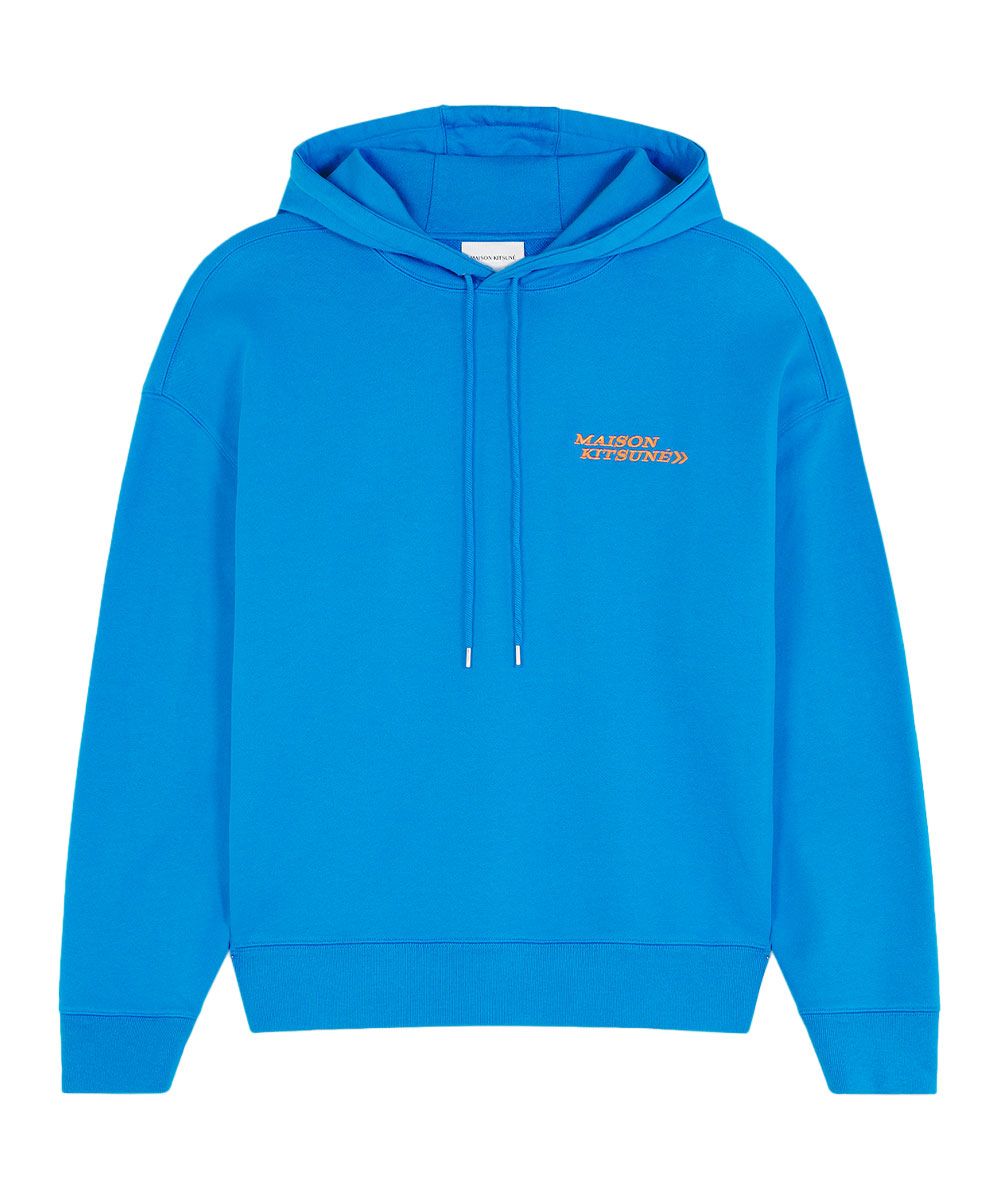 MAISON KITSUNÉ 琺瑯藍疾行字母LOGO寬鬆連帽衛衣/中性/ S