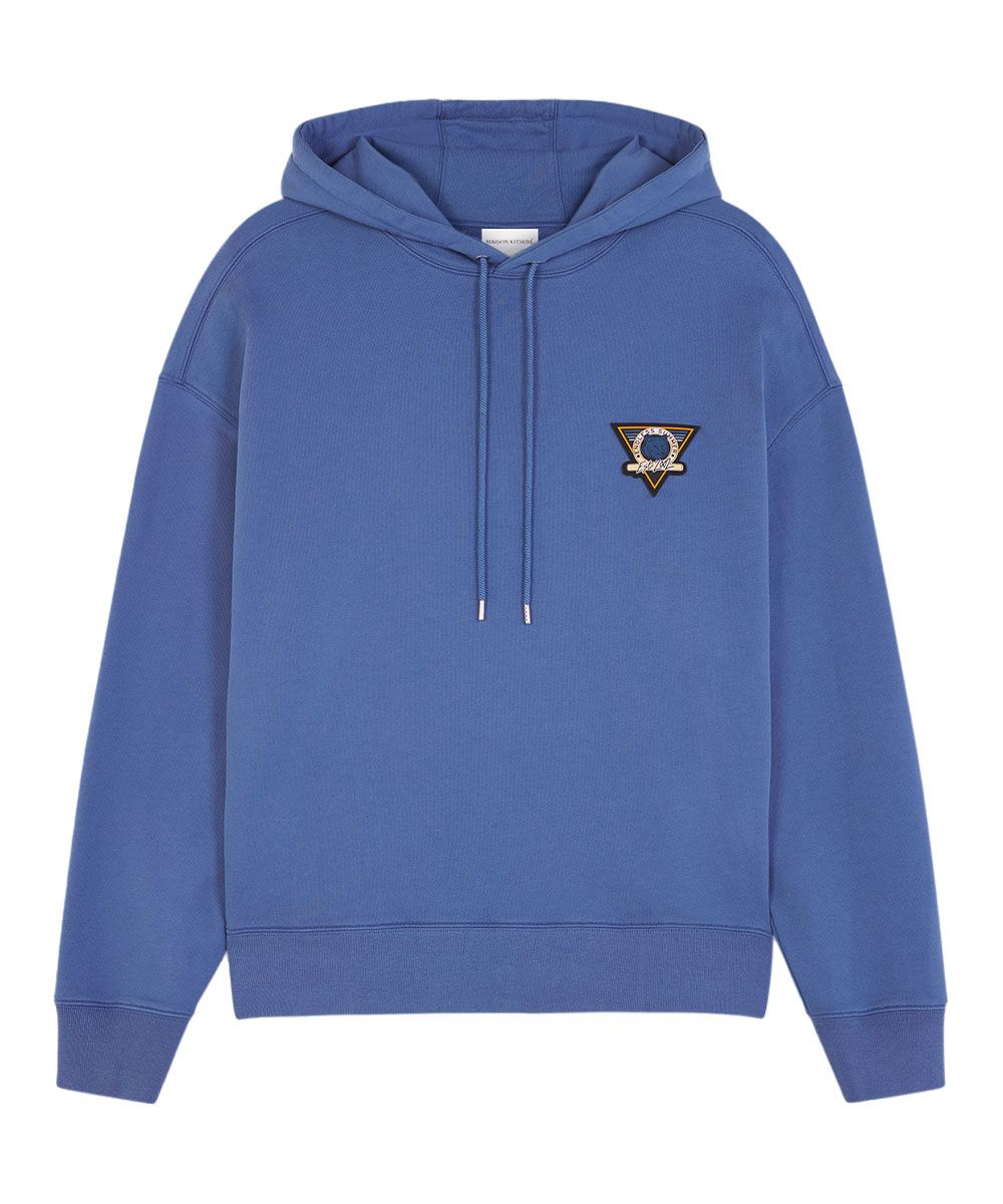 MAISON KITSUNÉ 風暴藍衝浪徽章印花寬鬆連帽衛衣/中性/ L
