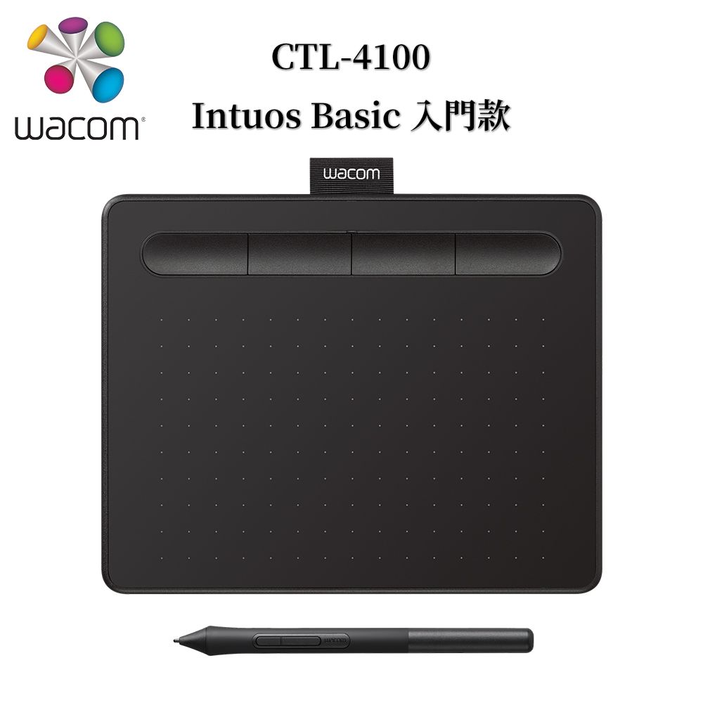 Wacom Intuos Basic入門版繪圖板/ 黑/ CTL-4100/K0-C