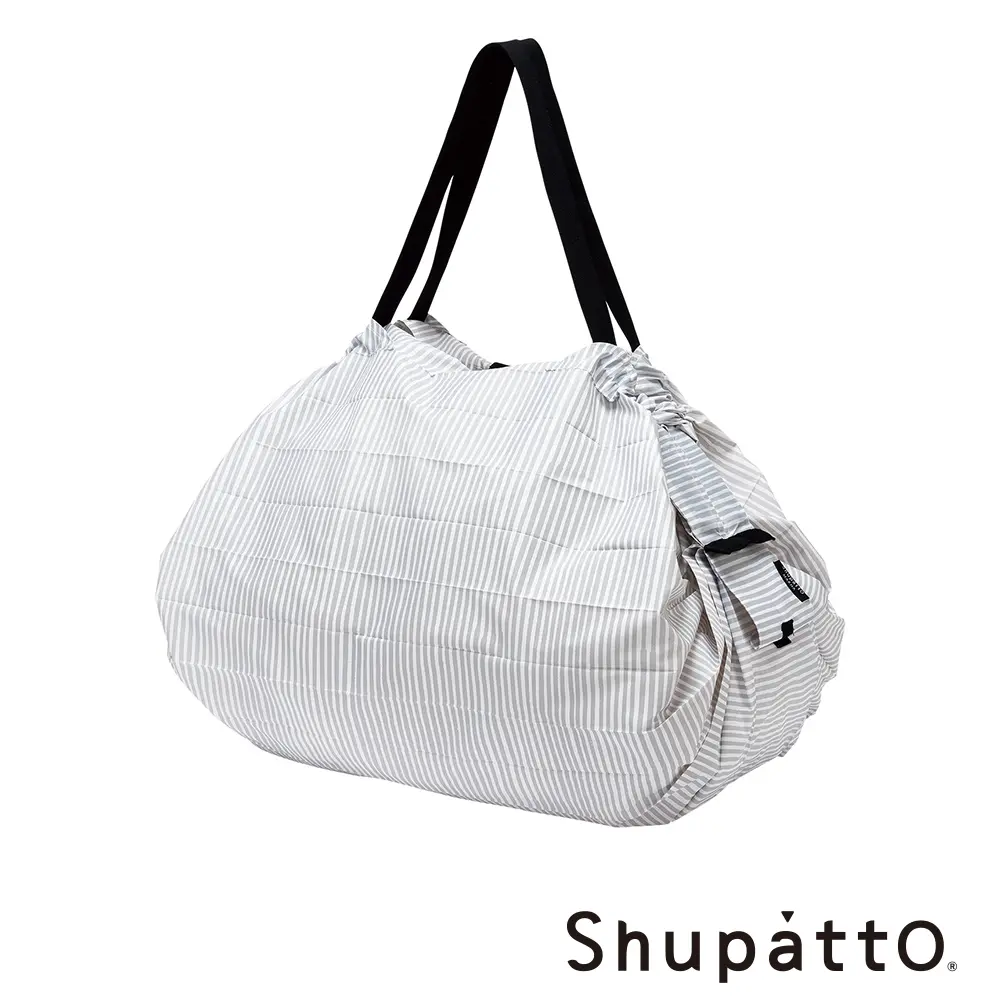 Shupatto 燈籠型秒收環保啪啪包-大/ 條紋灰