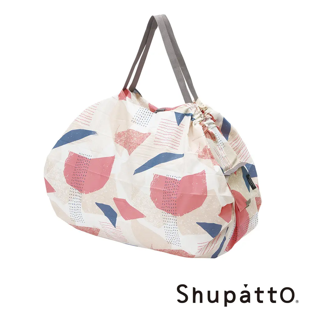 Shupatto 燈籠型秒收環保啪啪包-大/ 幾何粉