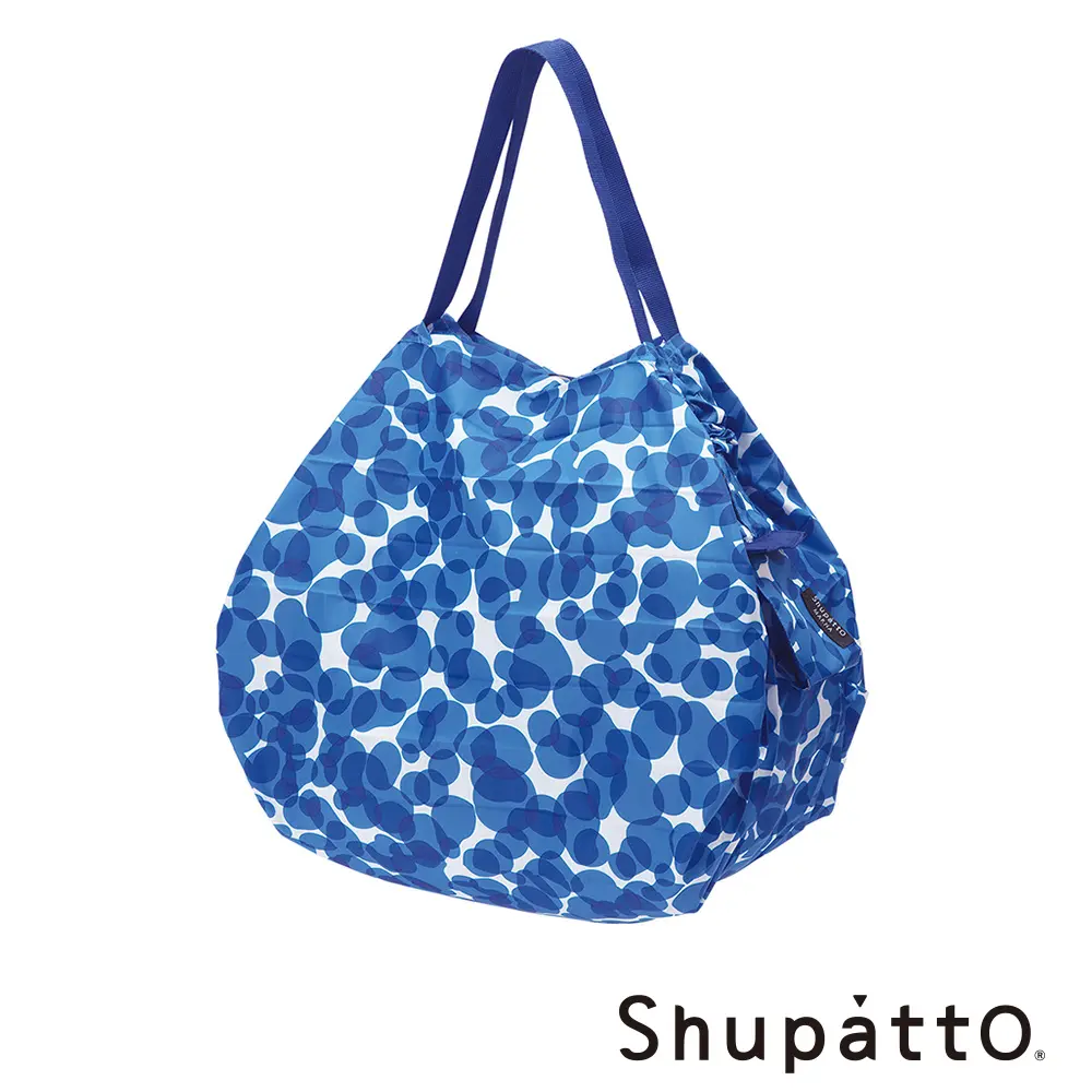Shupatto 燈籠型秒收環保啪啪包-中/ 點點藍