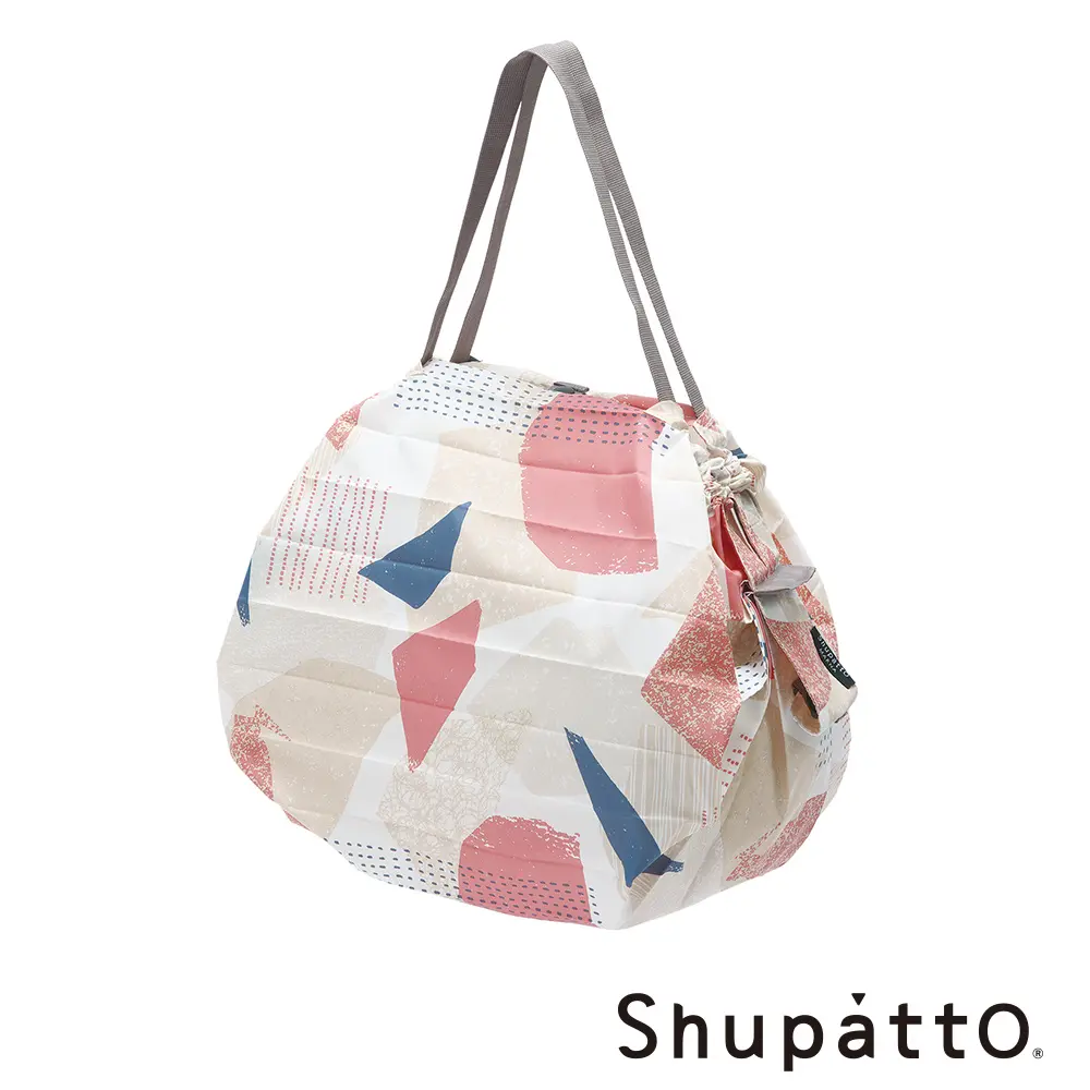 Shupatto 燈籠型秒收環保啪啪包-中/ 幾何粉