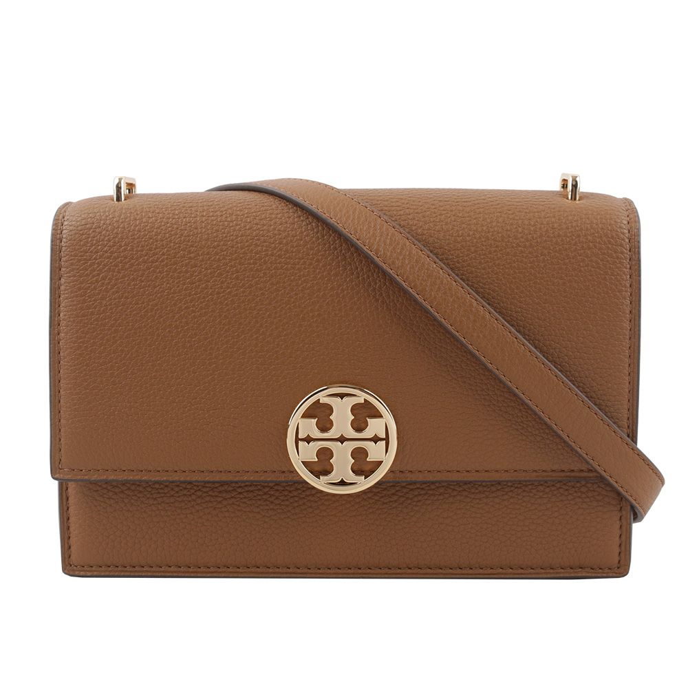 【TORY BURCH】Miller 荔枝皮革翻蓋肩背/斜背二用包(木棕色)/平行輸入