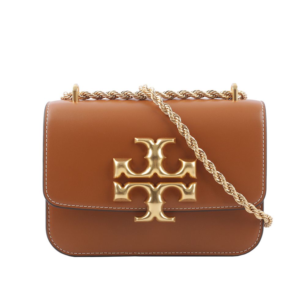 【TORY BURCH】Eleanor 大標誌翻蓋小款二用包(威士忌棕)/平行輸入
