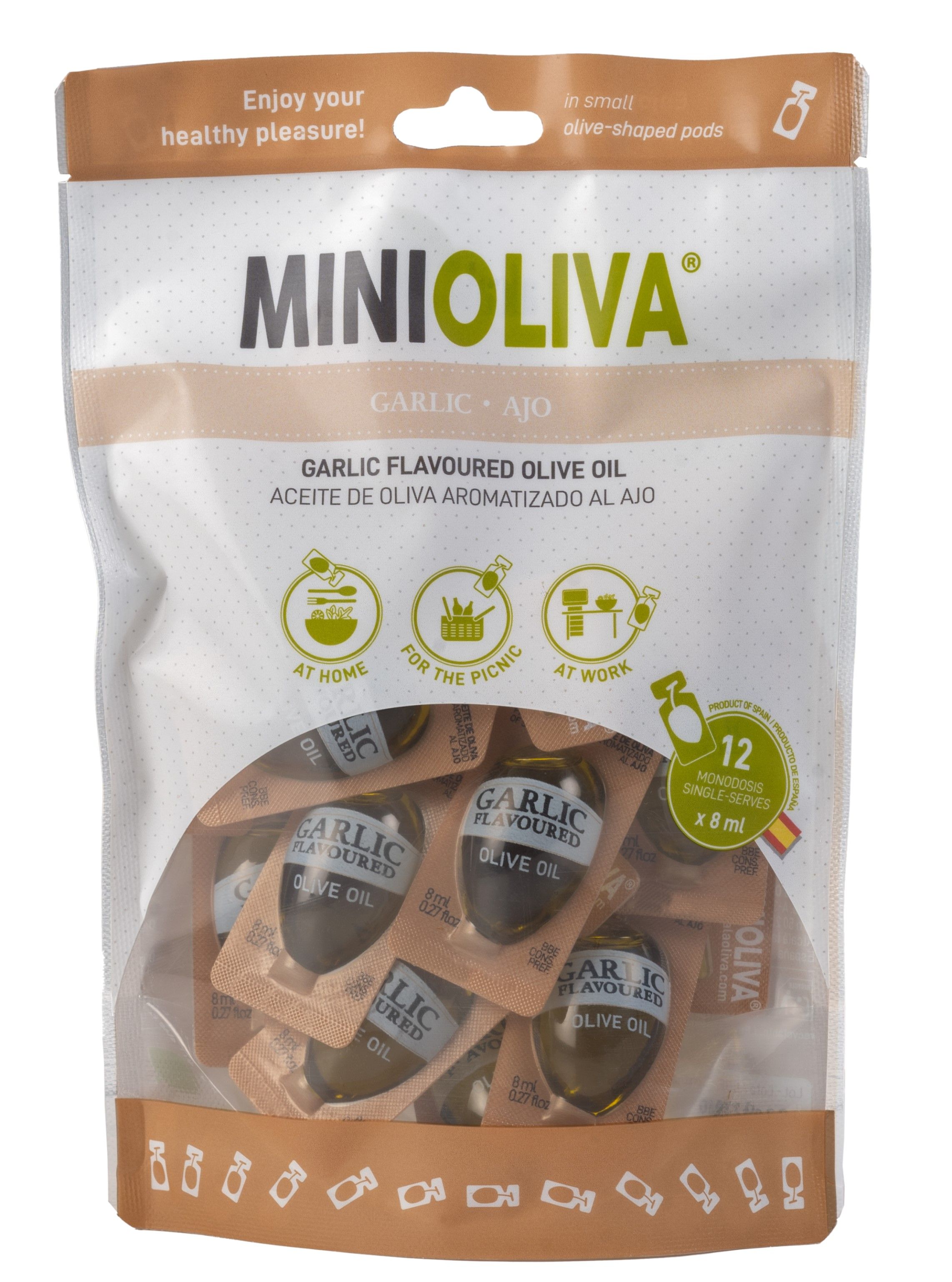 Minioliva大蒜風味橄欖油隨身包/ 8ml/ 12入