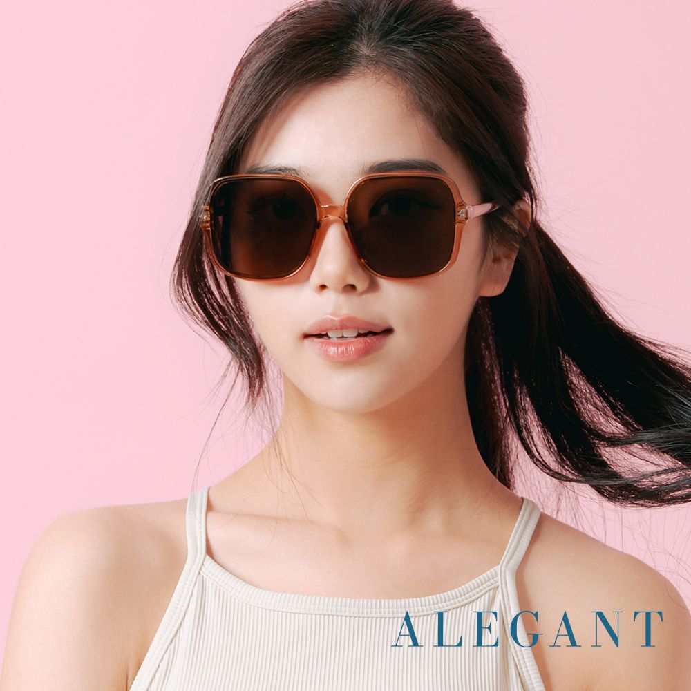 ALEGANT綻光復古星耀棕十字設計感圓弧方框墨鏡/UV400太陽眼鏡