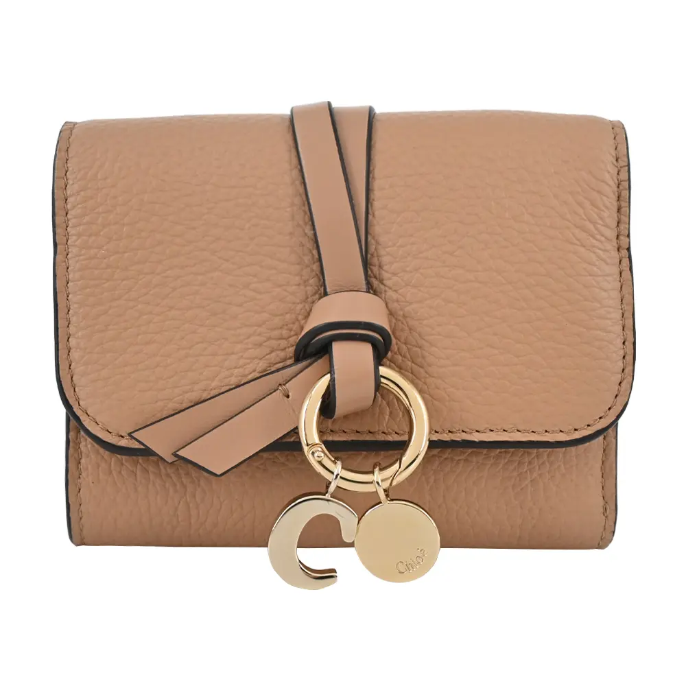 Chloe ALPHABET C LOGO 小牛皮三折短夾(駝色)/平行輸入