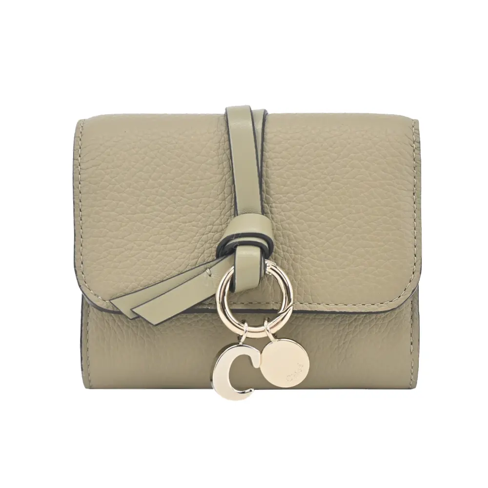 Chloe ALPHABET C LOGO 小牛皮三折短夾(陶綠)/平行輸入