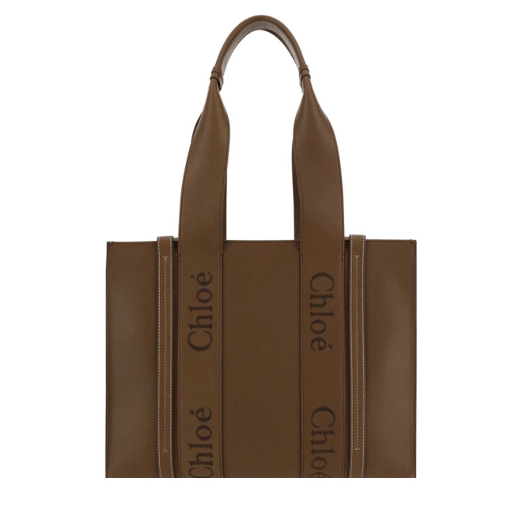Chloe Woody  tote bag新款粒面牛皮托特包(中號/任選)/平行輸入/ 咖啡