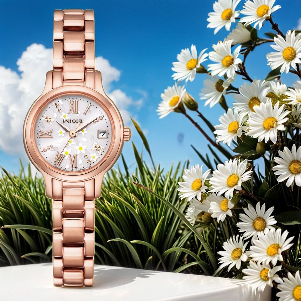 CITIZEN 星辰 Wicca 台灣限定款 茉莉花太陽能女錶-24mm KH4-963-15