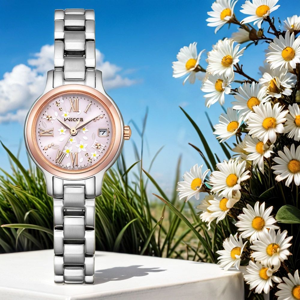 CITIZEN 星辰 Wicca 台灣限定款 茉莉花太陽能女錶-24mm KH4-939-93