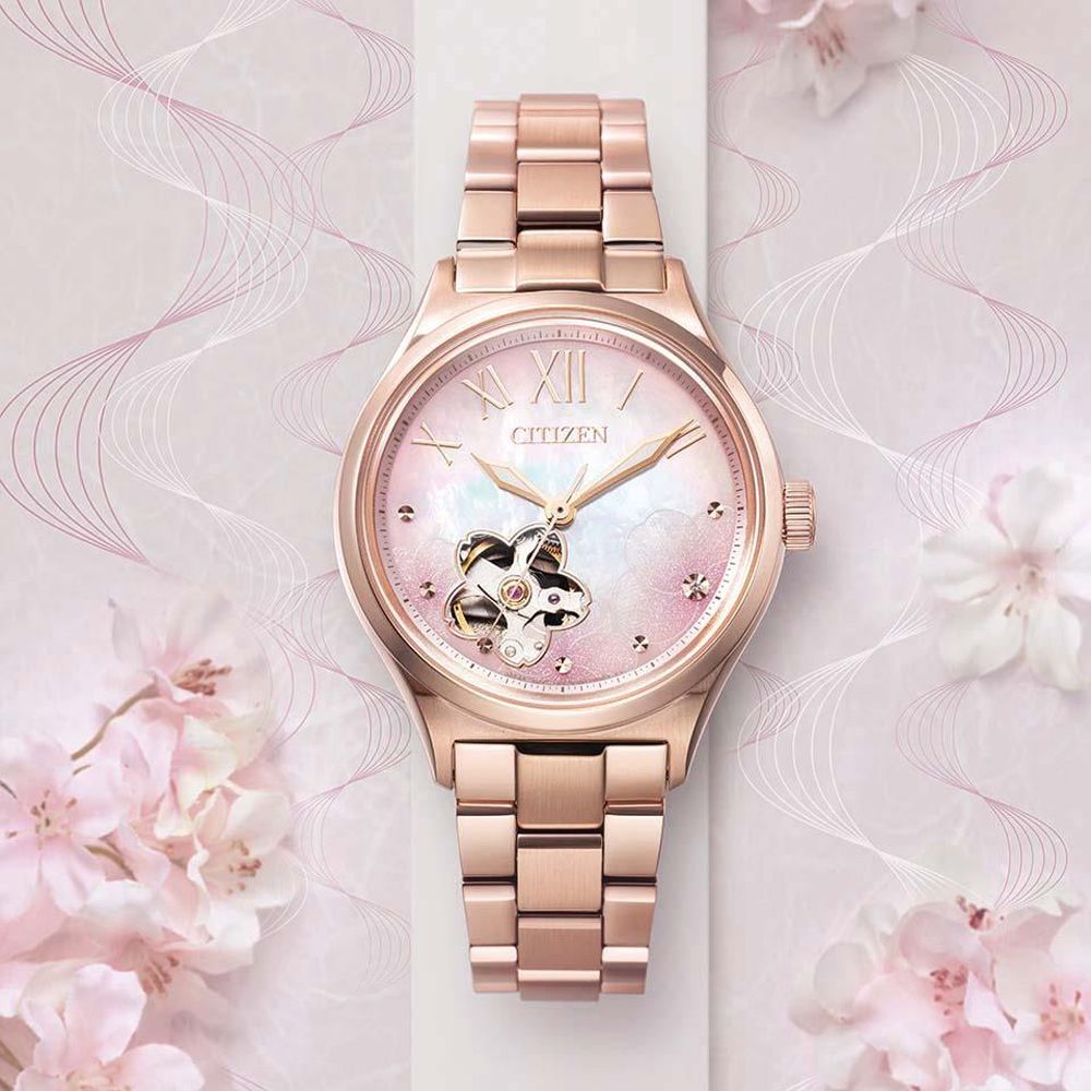 CITIZEN 星辰 Hebe田馥甄廣告款 櫻花機械女錶 PC1017-70Y