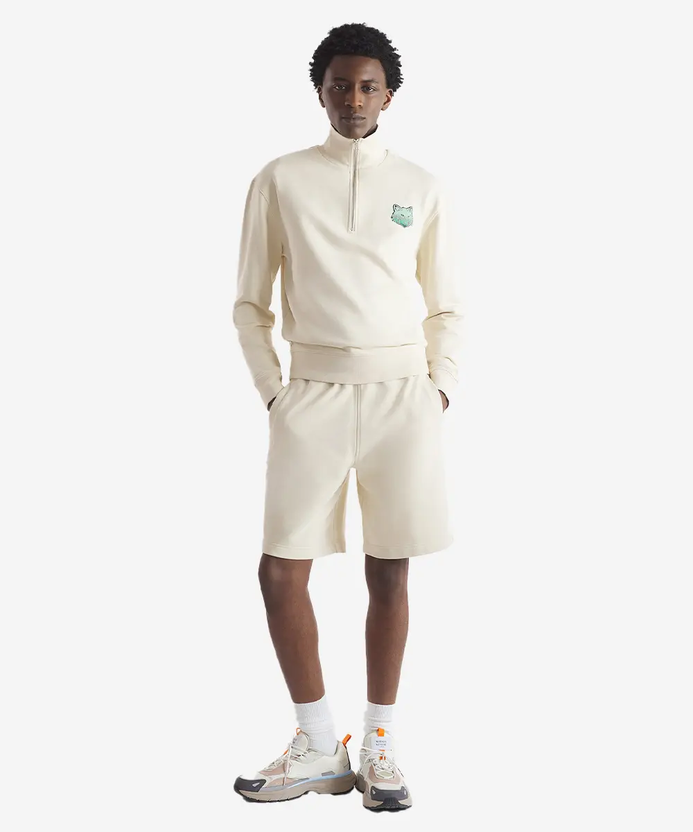 MAISON KITSUNÉ 卡其色618狐狸海灘俱樂部半開襟舒適衛衣_中性/M