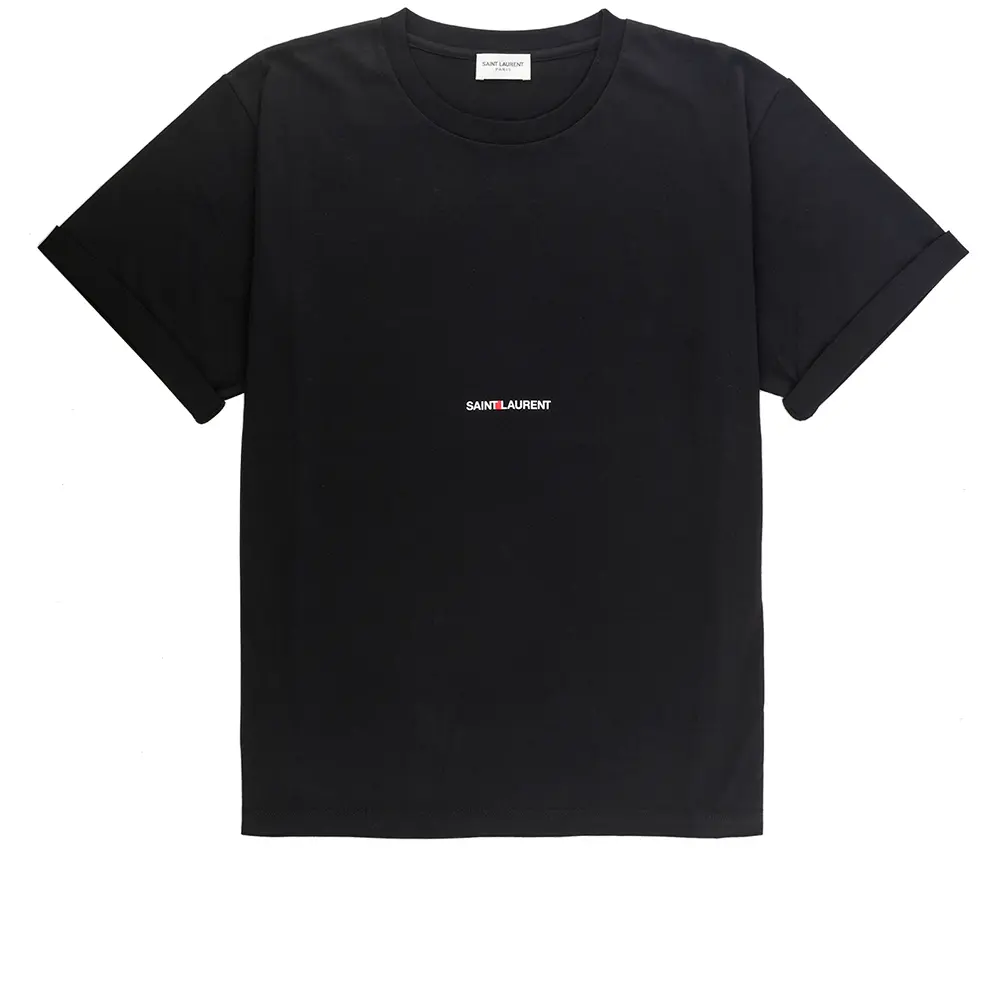 【YSL】Logo 標誌棉質左岸T-Shirt(短袖)(黑色) XS/平行輸入