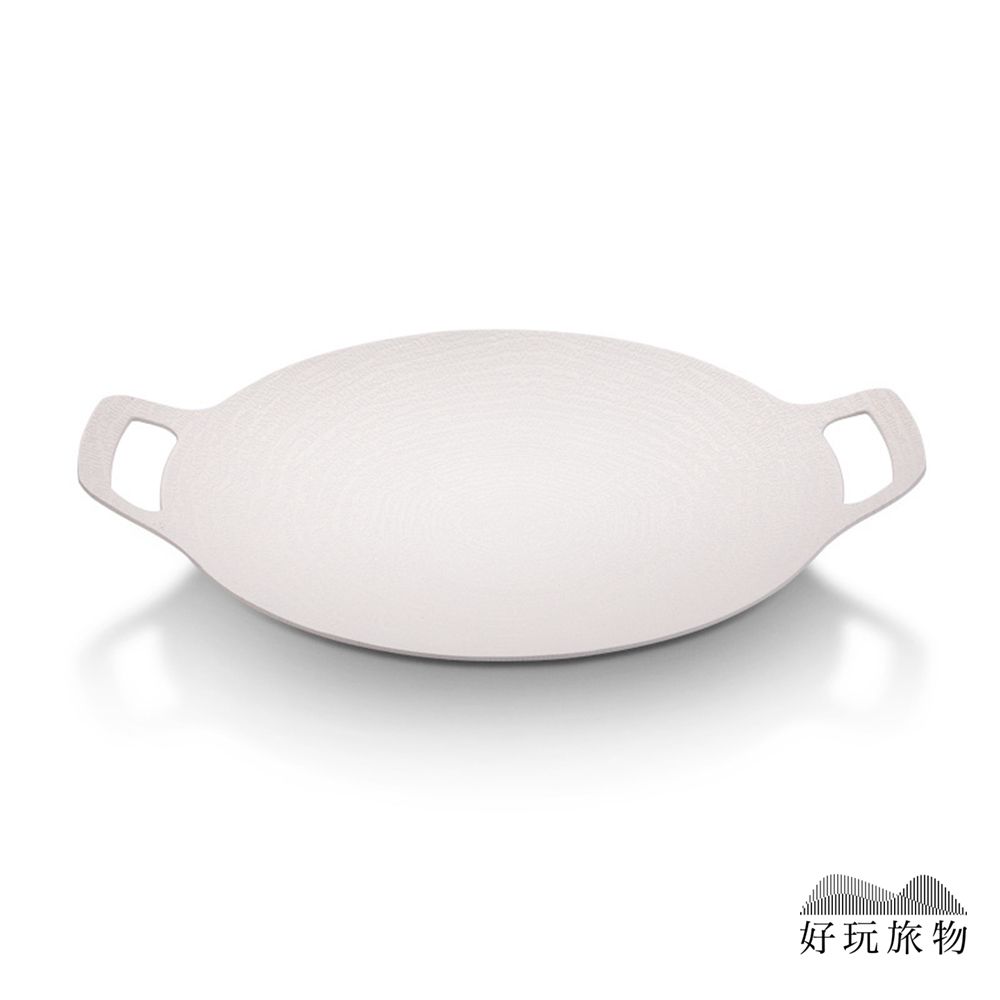 【好玩旅物】34cm_新一代麥飯石不沾鍋露營烤盤 輕量升級款(附收納袋)/ 34cm/ 白色