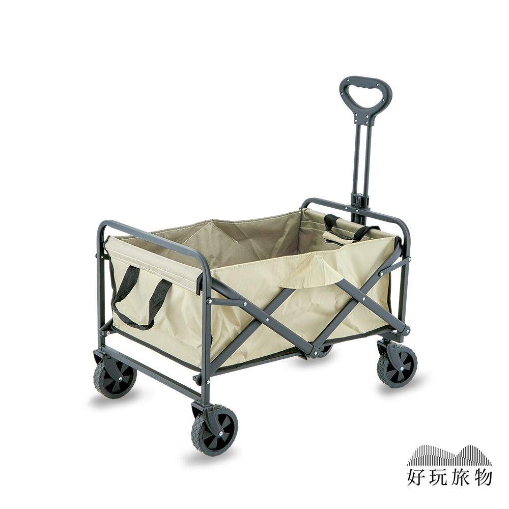【好玩旅物】戶外可拆洗折疊露營推車/ 無桌板/ 卡其色