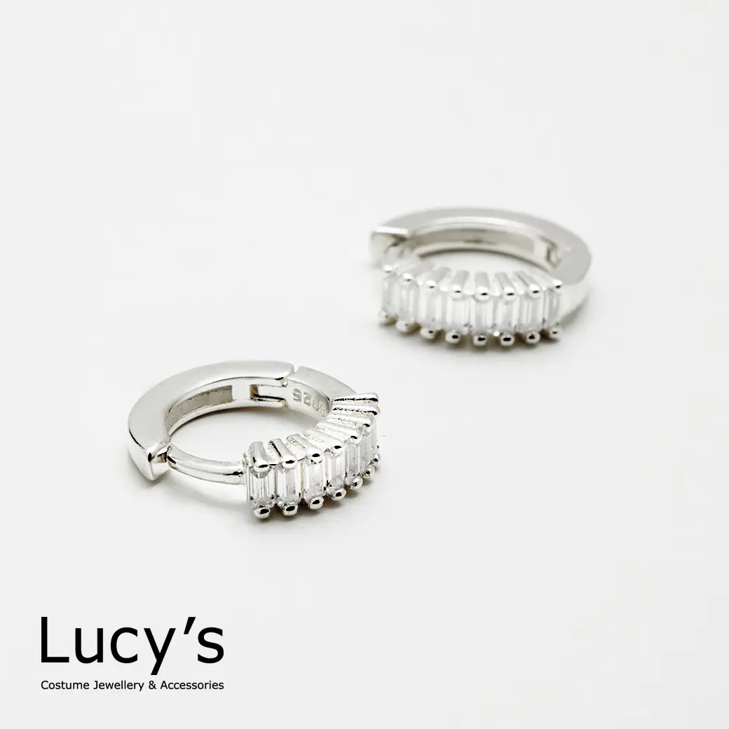 Lucy's 925純銀 極也光徑 易扣耳環 (三色) (105349/105350/105351)/ 透明