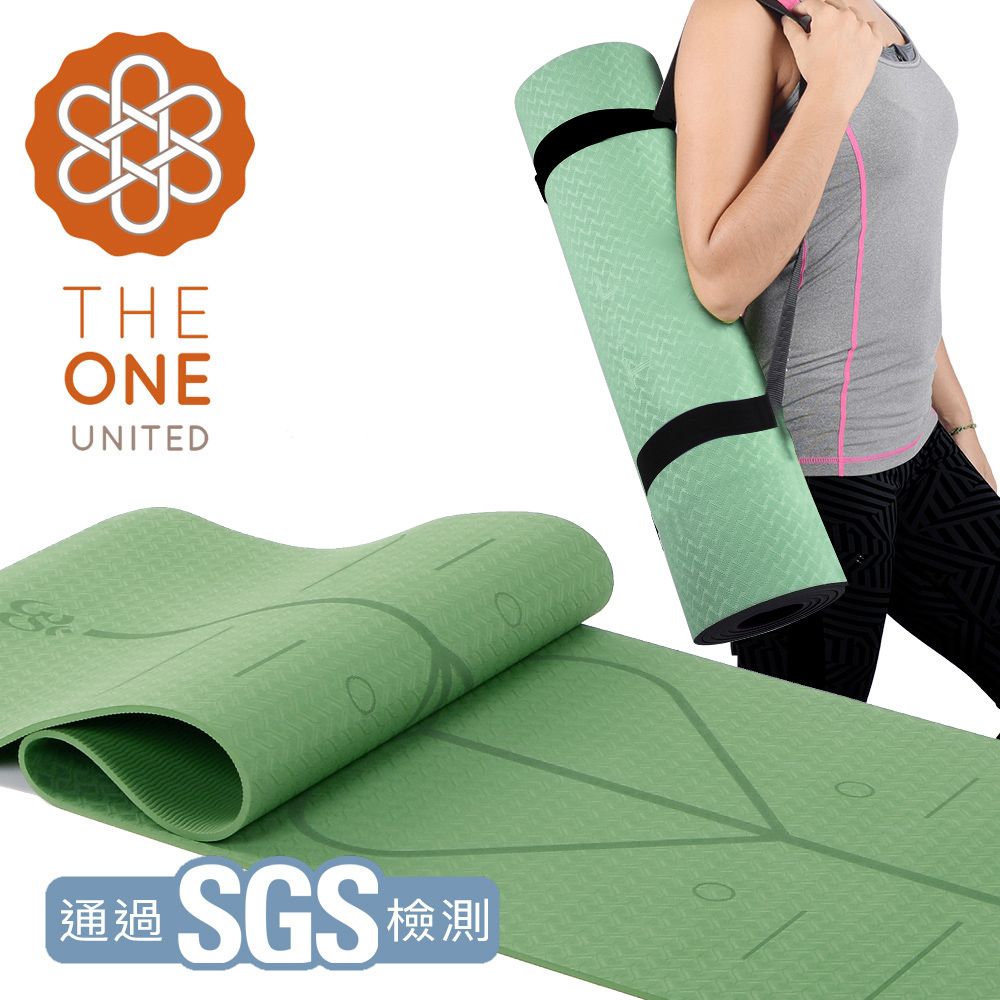 【The One】環保TPE正位線瑜珈墊 6mm(艾草綠)