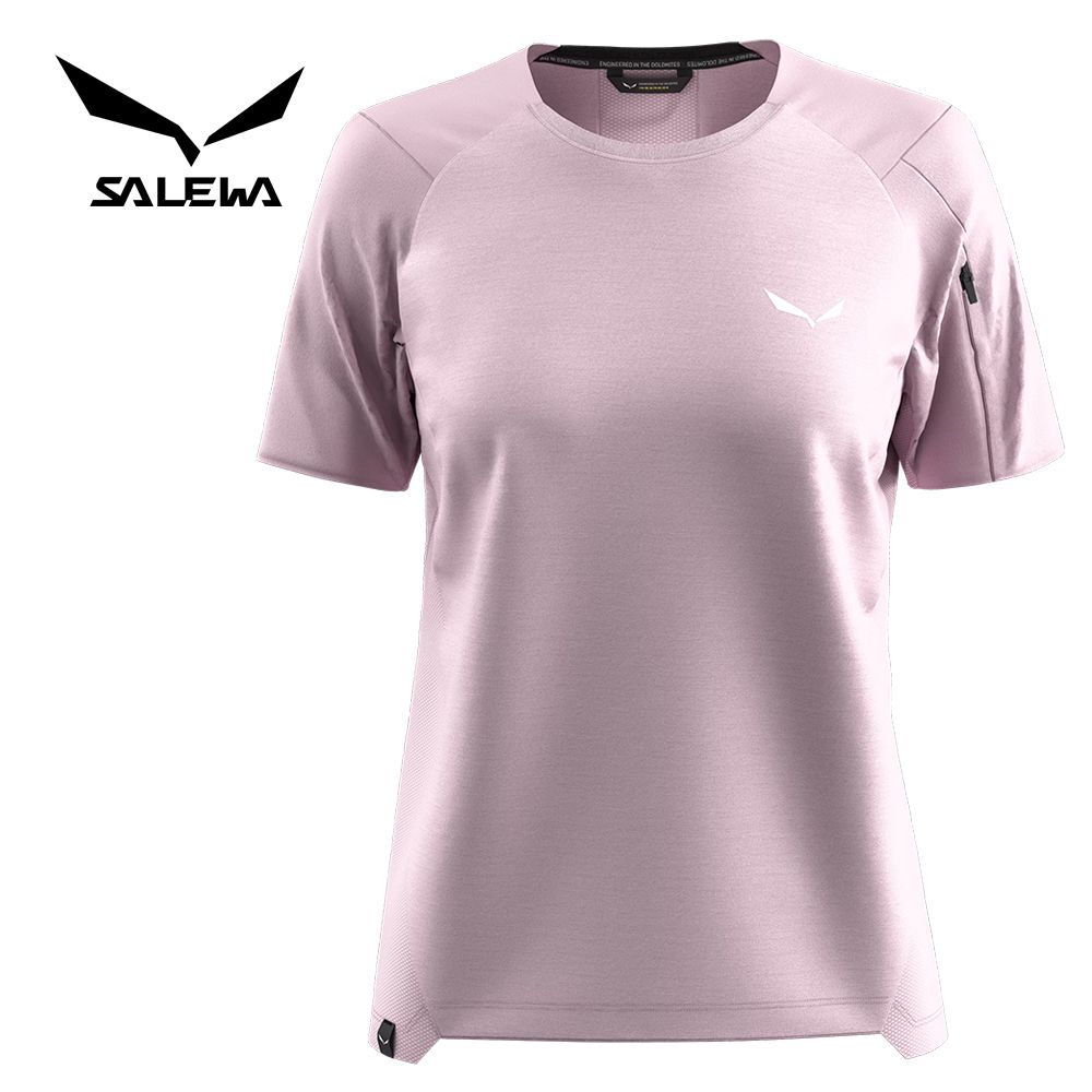 【SALEWA 義大利】PUEZ MERINO HYBRID T-SHIRT 女 夏季短袖羊毛排汗衣｜排濕溫控運動上衣/ 粉紅色 (6590)/ 42 / S