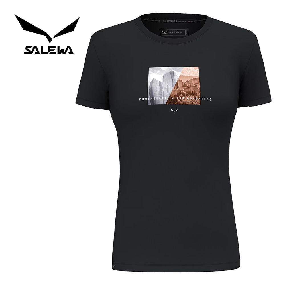 【SALEWA 義大利】PURE DESIGN DRY T-SHIRT 女 運動上衣｜吸濕快乾透氣排汗衣 短袖運動T恤/ 黑色 (0910)/ 44 / M