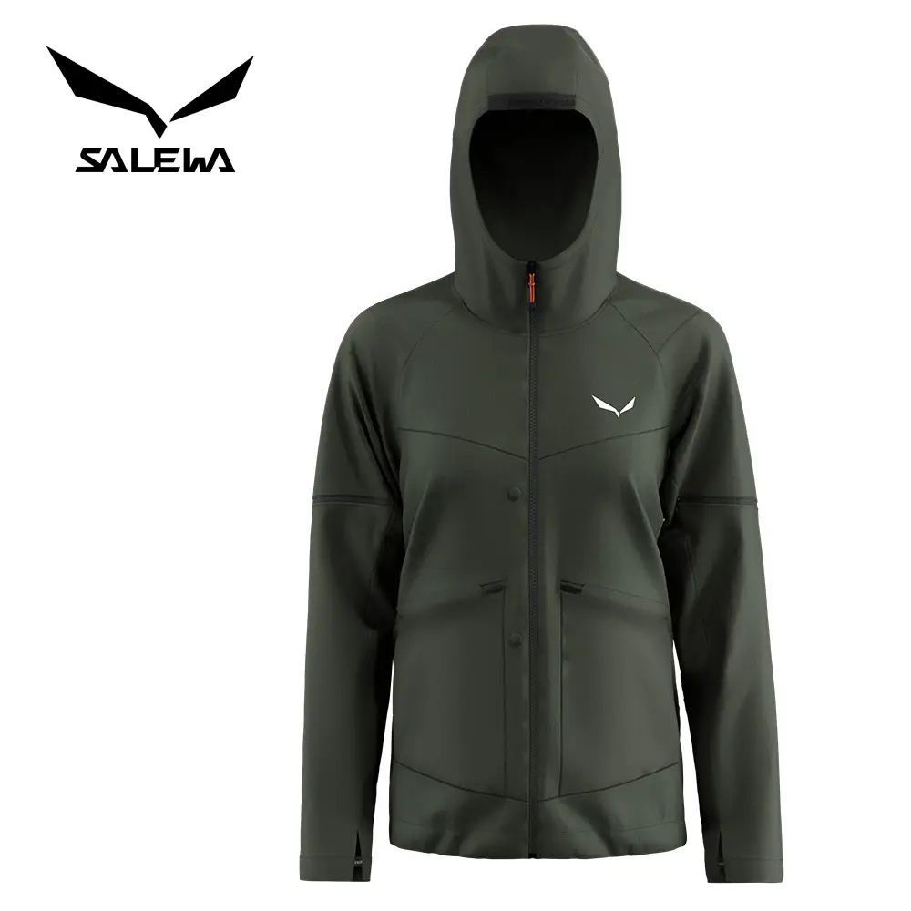 【SALEWA 義大利】PUEZ HEMP DURASTRETCH 2IN1 女 多功能運動外套｜高性能機能透氣軟殼夾克/ 深橄欖綠 (5280)/ 44 / M