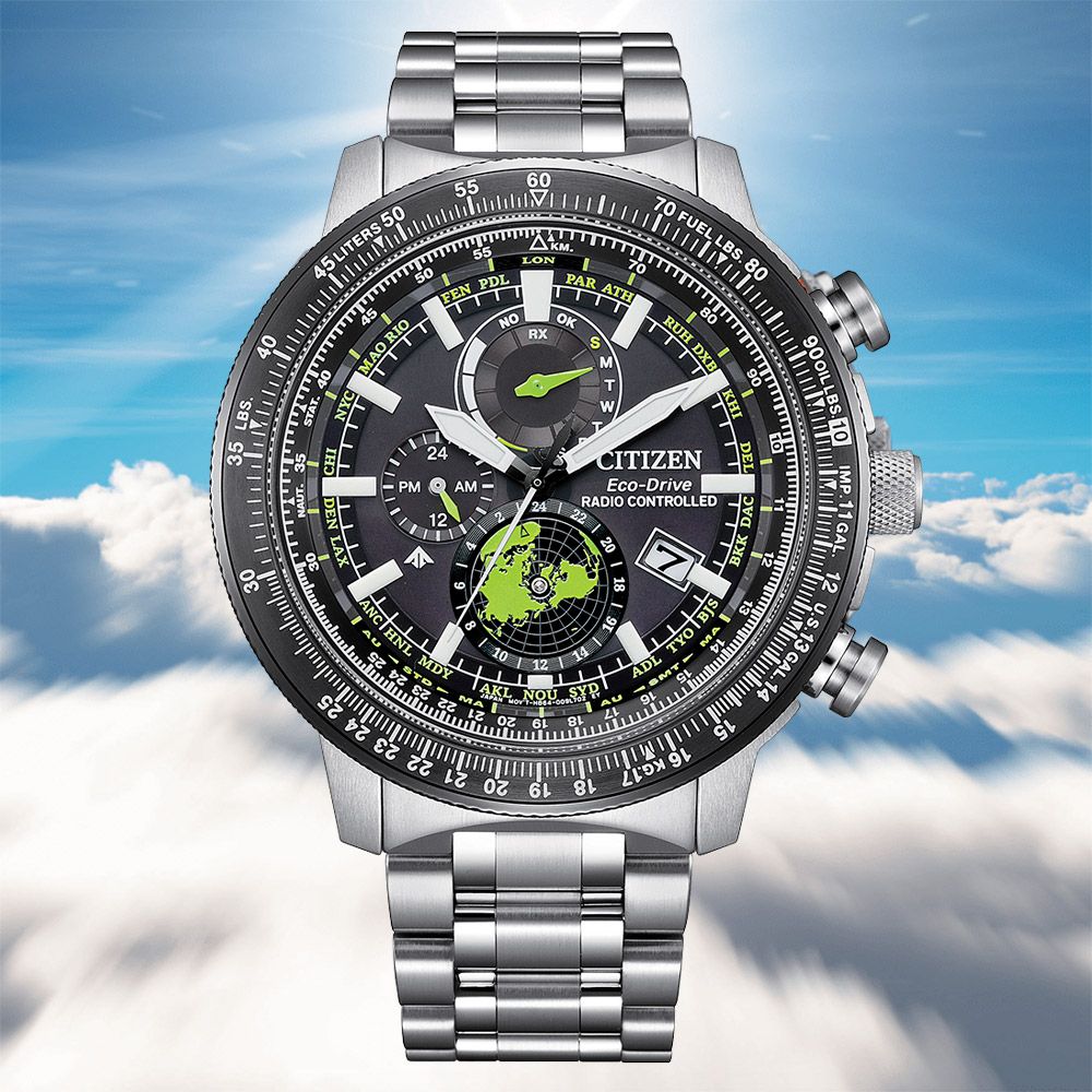 CITIZEN 星辰 PROMASTER 光動能電波飛行錶 北半球城市時間手錶 BY3006-53E