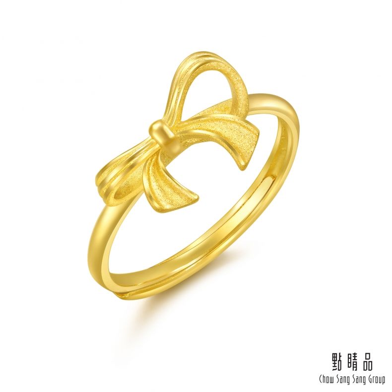 【網路獨家款】點睛品 浪漫蝴蝶結 黃金戒指