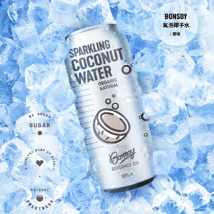 Bonsoy 氣泡椰子水 - 原味12罐/箱(320ml/罐)