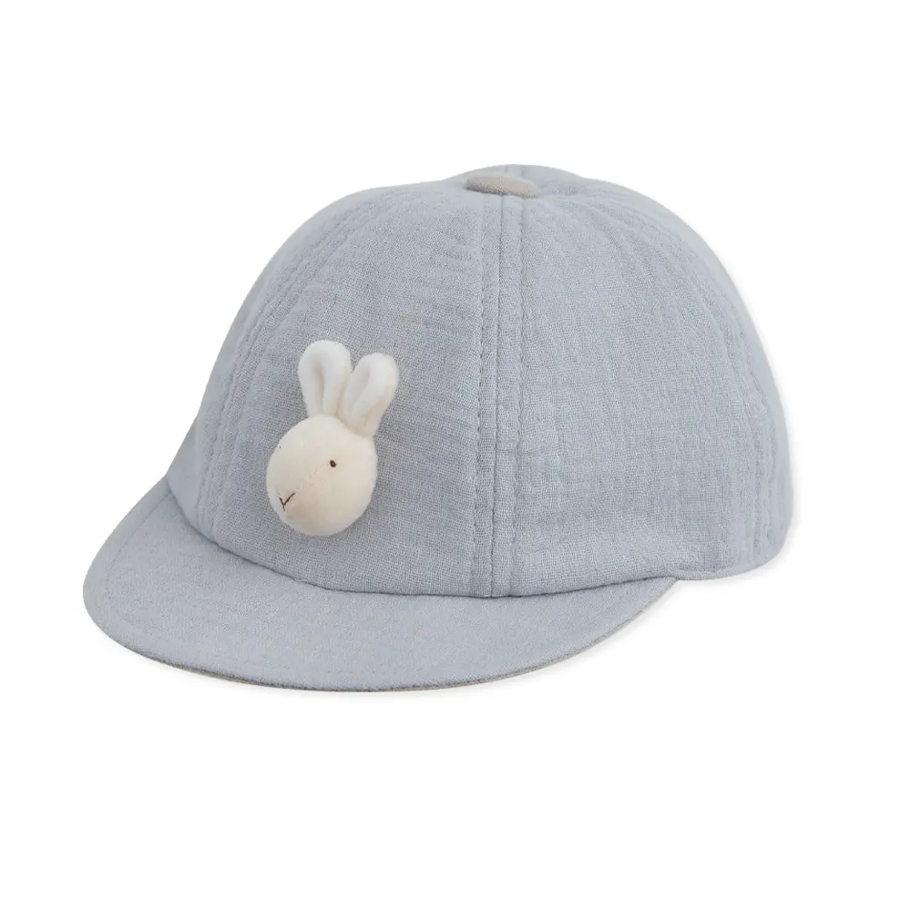 外出極簡舒適風➤【奇哥】彩色比得純棉紗布鴨舌帽 頭圍48-54公分/ 迷霧藍/ 46公分