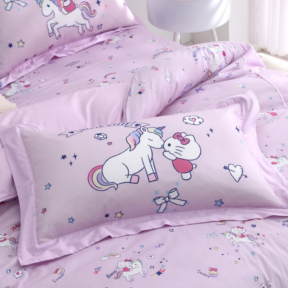 家適居家Jia's Living Hello Kitty-經典鋪棉厚枕套/對-獨角獸(一組2入)/ 粉色