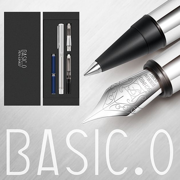 PEN-LINKS BASIC.O貝斯可鋼筆+卡式鋼珠筆筆組/ 紅色/ EF
