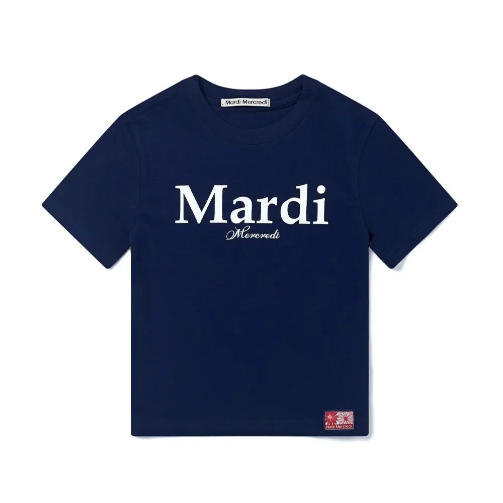 Mardi Mercredi 韓國製 經典合身短版T恤 海軍藍/白色